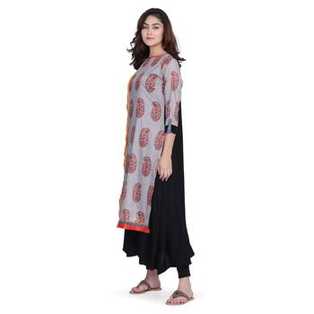Grey printed rayon kurtas-and-kurtis 2