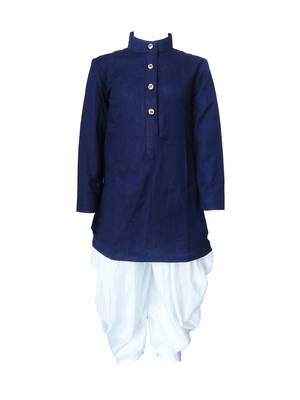 Kids Blue Cotton Kurta Pyjama For Boys 1