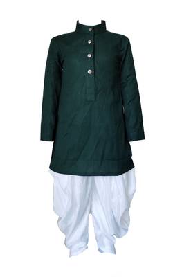 Boys Green Cotton Kurta Pyjama  Set 1