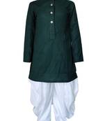 Boys Green Cotton Kurta Pyjama  Set