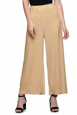 Beige plain Rayon Palazzo For Women's 1