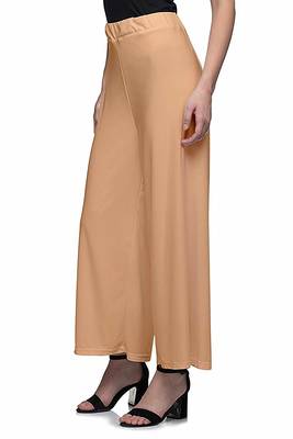 Beige plain Rayon Palazzo For Women's 3