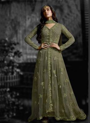 Grey Embroidered Net Salwar 1