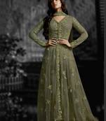 Grey Embroidered Net Salwar