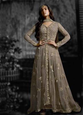 Grey Embroidered Net Salwar 1