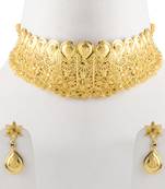 Gold Plated Adjustable Traditional Jewellery Choker Set For women girl
