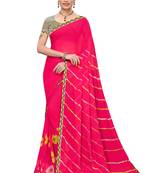 Pink Printed Chiffon Saree With Blouse