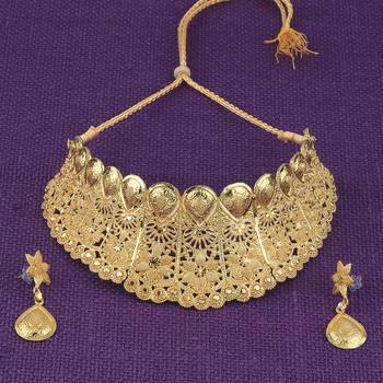 Gold Plated Adjustable Traditional Jewellery Choker Set For women girl 5