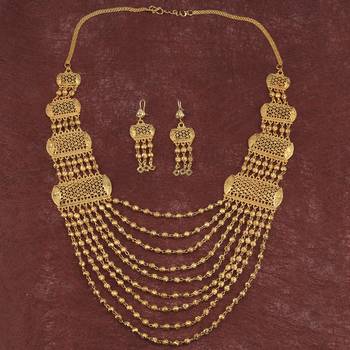 Gold Plated Adjustable Traditional Jewellery Long Multi Layer Set For women girl 2