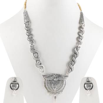 Designer Silver Plated Adjustable Stylish  Jewellery Long Set For women girl 1