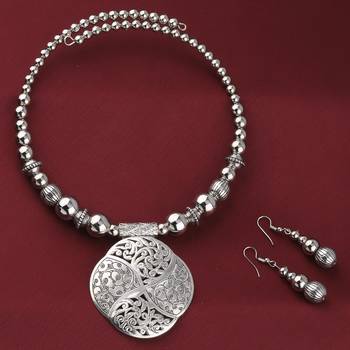Oxidised Stylish Pendant Set Jewellery For Girls Women 1