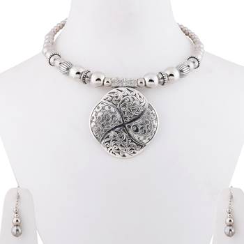 Oxidised Stylish Pendant Set Jewellery For Girls Women 5
