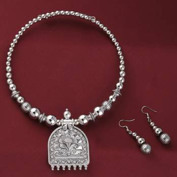 Oxidised Stylish Charm Pendant Set Jewellery For Girls Women 1