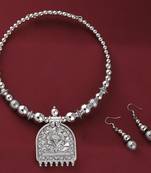 Oxidised Stylish Charm Pendant Set Jewellery For Girls Women