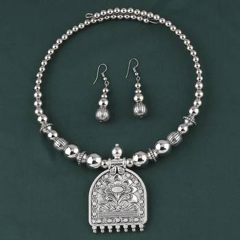 Oxidised Stylish Charm Pendant Set Jewellery For Girls Women 3