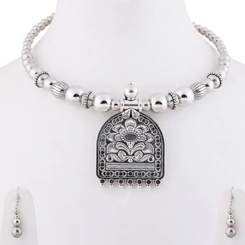 Oxidised Stylish Charm Pendant Set Jewellery For Girls Women 4