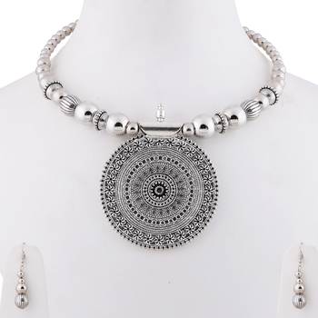 Oxidised Stylish Charm Pendant Set Jewellery For Girls Women 4