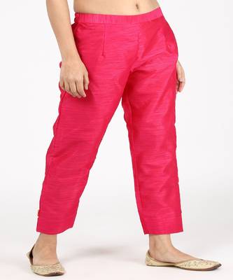 Hand Embroided Orange Silk Kurti With Silk Trousers 5