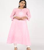 Baby Pink Cotton Kurti With Trousers