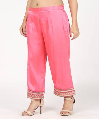 Pink Sattin Emroided Kurti With Trousers 4