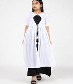 White Chikankari Cotton Shrug With Black Cotton Gown