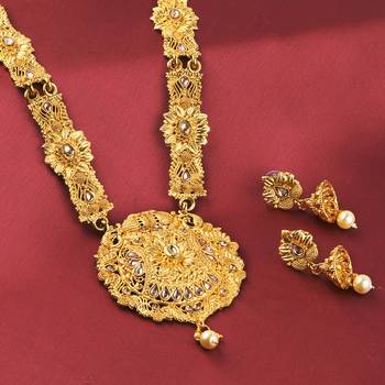Gold Plated Traditional Party Wear Long Set For Girl Women 1