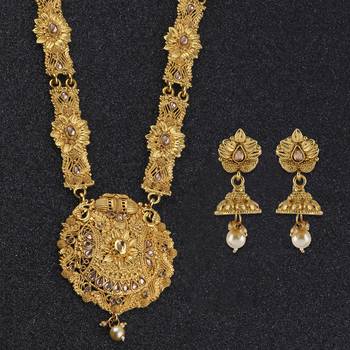 Gold Plated Traditional Party Wear Long Set For Girl Women 3