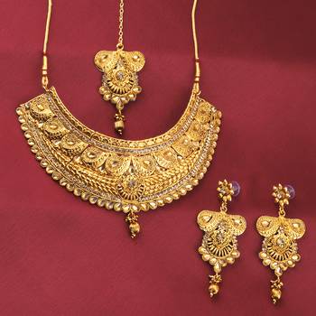 Gold Plated Adjustable Choker Set Traditional Jewellery For Girl Women 1