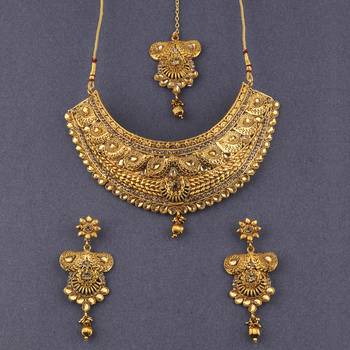 Gold Plated Adjustable Choker Set Traditional Jewellery For Girl Women 2
