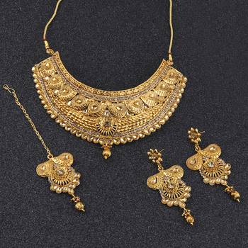 Gold Plated Adjustable Choker Set Traditional Jewellery For Girl Women 3