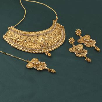Gold Plated Adjustable Choker Set Traditional Jewellery For Girl Women 4