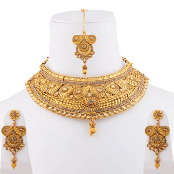 Gold Plated Adjustable Choker Set Traditional Jewellery For Girl Women 5