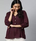 Wine Solid A-Line Viscose Top