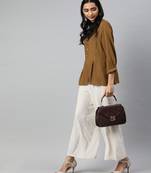 Light Brown Solid A-Line Viscose Top