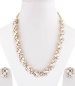 Attractive Gold Plated Adjustable Pearl Diamond Necklace Set For Women Girl