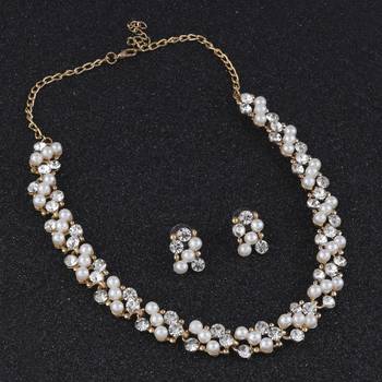 Attractive Gold Plated Adjustable Pearl Diamond Necklace Set For Women Girl 4
