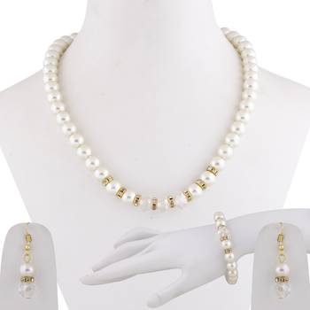 Party Wear Adjustable Pearl Mala Set With Bracelet For Women Girl 1