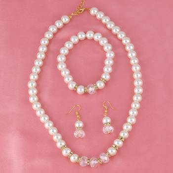Party Wear Adjustable Pearl Mala Set With Bracelet For Women Girl 3