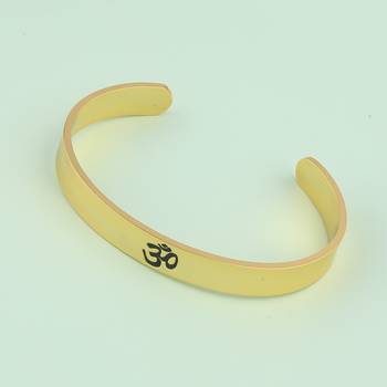 Gold Plated Stylish Bracelet Adjustable OM Design Kada for Men 2