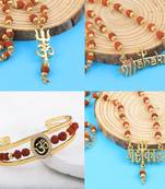 Gold Plated Traditional Combo Rudraksh Mala Pendant For Men And Women-Set 4