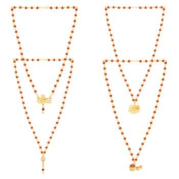 Gold Plated Traditional Combo Rudraksh Mala Pendant For Men And Women-Set 4 1