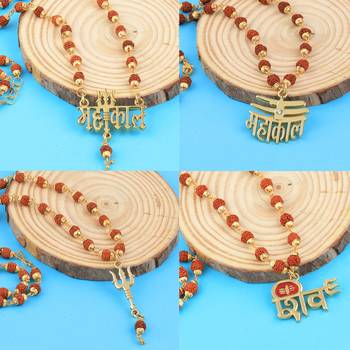 Gold Plated Traditional Combo Rudraksh Mala Pendant For Men And Women-Set 4 2