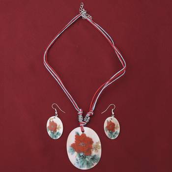 Designer Party Wear Oval Pendant Set For Women Girl 1