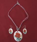 Designer Party Wear Oval Pendant Set For Women Girl