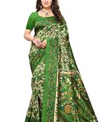 Green Printed Art Silk Saree With Blouse