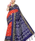 Orange Printed Art Silk Saree With Blouse