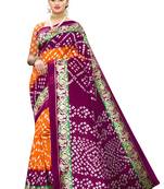 Orange Printed Art Silk Saree With Blouse