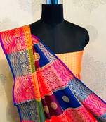 Multicolor woven silk saree with blouse