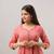 Women's  orange Cotton Gold Printed Anarkali Kurta