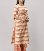 Women's Cotton Tye Dye Printed Straight Coral Kurta Palazzo Set